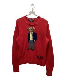 POLO RALPH LAUREN（ポロ・ラルフローレン）の古着「リネン混ポロベアニット」｜レッド