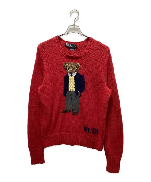 POLO RALPH LAUREN（ポロ・ラルフローレン）POLO RALPH LAUREN (ポロ・ラルフローレン) リネン混ポロベアニット レッド サイズ:Sの古着・服飾アイテム