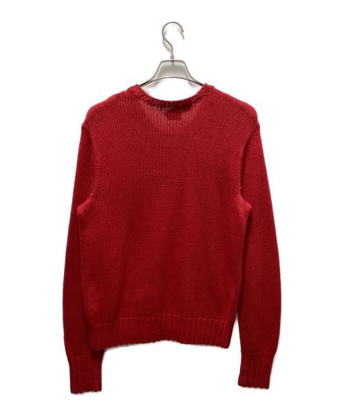 POLO RALPH LAUREN（ポロ・ラルフローレン）POLO RALPH LAUREN (ポロ・ラルフローレン) リネン混ポロベアニット レッド サイズ:Sの古着・服飾アイテム