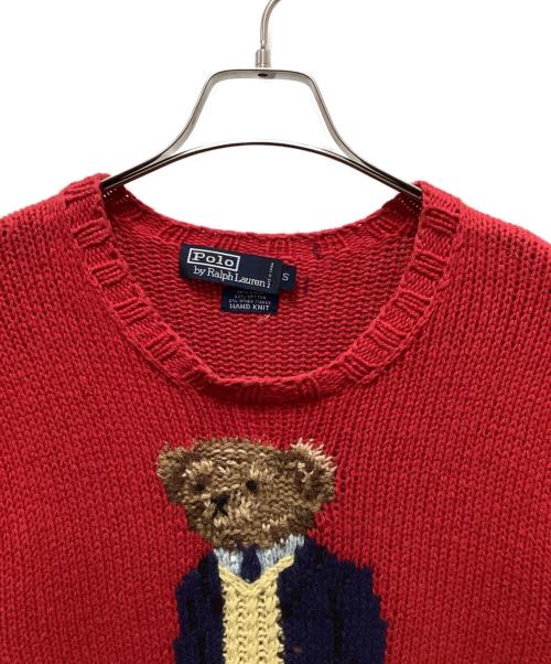 POLO RALPH LAUREN（ポロ・ラルフローレン）POLO RALPH LAUREN (ポロ・ラルフローレン) リネン混ポロベアニット レッド サイズ:Sの古着・服飾アイテム