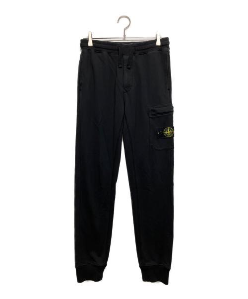 STONE ISLAND（ストーンアイランド）STONE ISLAND (ストーンアイランド) ガーメントダイコットンスウェットシャーリングテーパードカーゴリブパンツ ブラック サイズ:Sの古着・服飾アイテム