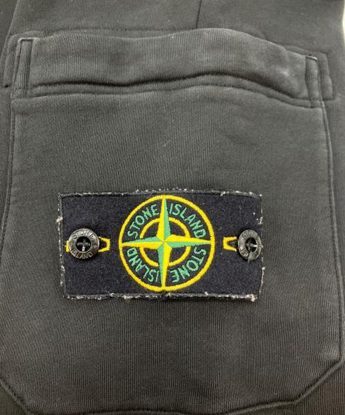 STONE ISLAND（ストーンアイランド）STONE ISLAND (ストーンアイランド) ガーメントダイコットンスウェットシャーリングテーパードカーゴリブパンツ ブラック サイズ:Sの古着・服飾アイテム