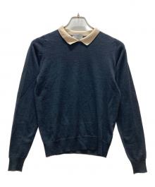 JOHN SMEDLEY（ジョンスメドレー）の古着「襟付ニット」｜ネイビー