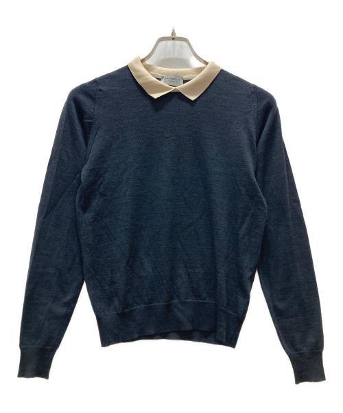JOHN SMEDLEY（ジョンスメドレー）JOHN SMEDLEY (ジョンスメドレー) 襟付ニット ネイビー サイズ:Sの古着・服飾アイテム