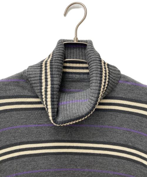 BURBERRY LONDON（バーバリーロンドン）BURBERRY LONDON (バーバリーロンドン) ボーダータートルネックニット FB042-036 グレー サイズ:2の古着・服飾アイテム