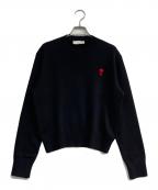 amiアミ）の古着「ハートロゴ刺繍ニット」｜ブラック