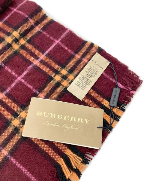 BURBERRY（バーバリー）BURBERRY (バーバリー) チェックカシミヤマフラー ボルドー 未使用品の古着・服飾アイテム