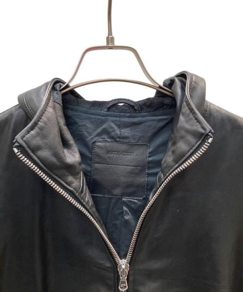 ESTNATION（エストネーション）ESTNATION (エストネーション) フーデッド レザーブルゾン ブラック サイズ:Lの古着・服飾アイテム