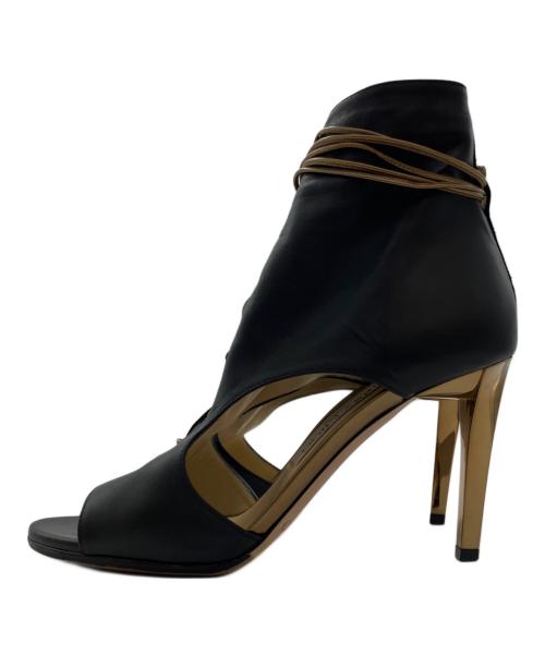 JIMMY CHOO（ジミーチュウ）JIMMY CHOO (ジミーチュウ) オープントゥレザーブーティ ブラック サイズ:37の古着・服飾アイテム