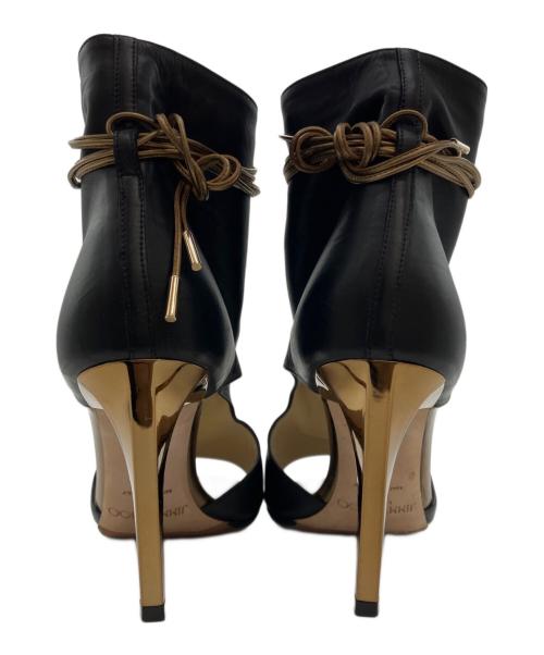 JIMMY CHOO（ジミーチュウ）JIMMY CHOO (ジミーチュウ) オープントゥレザーブーティ ブラック サイズ:37の古着・服飾アイテム