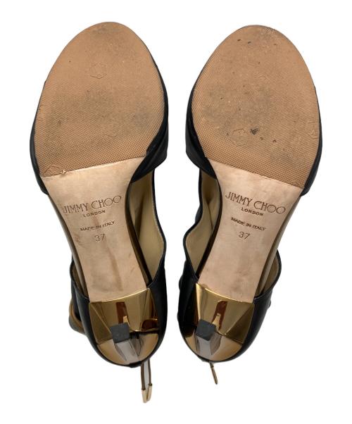 JIMMY CHOO（ジミーチュウ）JIMMY CHOO (ジミーチュウ) オープントゥレザーブーティ ブラック サイズ:37の古着・服飾アイテム
