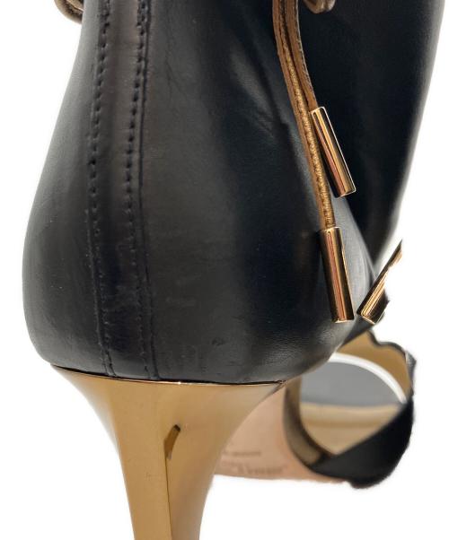 JIMMY CHOO（ジミーチュウ）JIMMY CHOO (ジミーチュウ) オープントゥレザーブーティ ブラック サイズ:37の古着・服飾アイテム