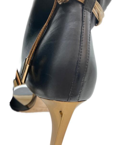 JIMMY CHOO（ジミーチュウ）JIMMY CHOO (ジミーチュウ) オープントゥレザーブーティ ブラック サイズ:37の古着・服飾アイテム