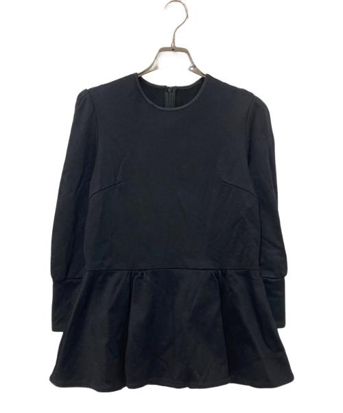 BORDERS at BALCONY（ボーダーズアットバルコニー）BORDERS at BALCONY (ボーダーズアットバルコニー) ペプラムカットソー ブラック サイズ:36の古着・服飾アイテム