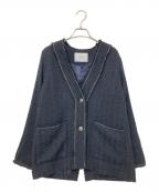 SLOBE IENAスローブ イエナ）の古着「ノーカラーツイードジャケット」｜ネイビー