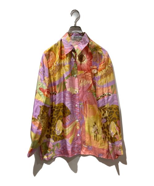 Salvatore Ferragamo（サルヴァトーレ フェラガモ）Salvatore Ferragamo (サルヴァトーレ フェラガモ) ヴィンテージシルクシャツ ピンク サイズ:44の古着・服飾アイテム