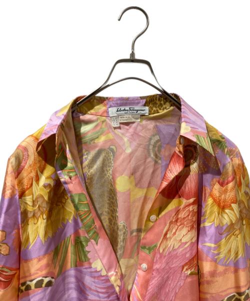 Salvatore Ferragamo（サルヴァトーレ フェラガモ）Salvatore Ferragamo (サルヴァトーレ フェラガモ) ヴィンテージシルクシャツ ピンク サイズ:44の古着・服飾アイテム