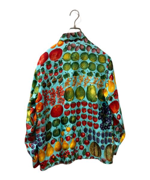 GUCCI（グッチ）GUCCI (グッチ) ヴィンテージシルク フルーツ柄シャツ ライトブルー サイズ:38の古着・服飾アイテム