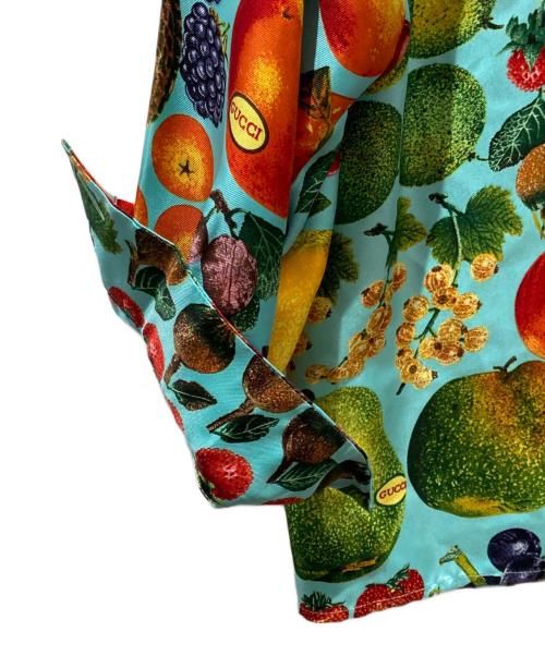 GUCCI（グッチ）GUCCI (グッチ) ヴィンテージシルク フルーツ柄シャツ ライトブルー サイズ:38の古着・服飾アイテム