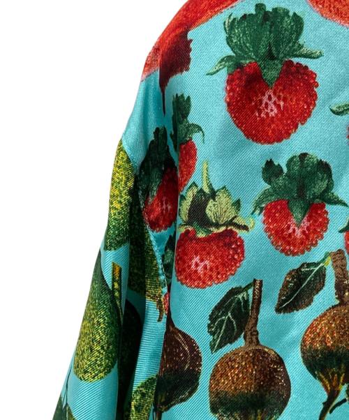 GUCCI（グッチ）GUCCI (グッチ) ヴィンテージシルク フルーツ柄シャツ ライトブルー サイズ:38の古着・服飾アイテム