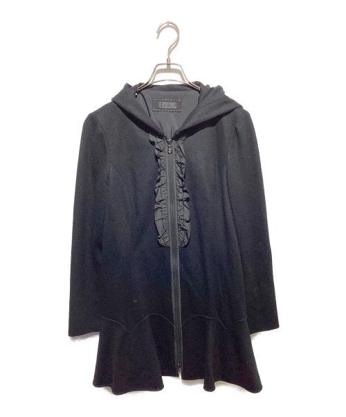 TO BE CHIC（トゥービーシック）TO BE CHIC (トゥービーシック) ウールツイルジャージー フードコート ブラック サイズ:42の古着・服飾アイテム