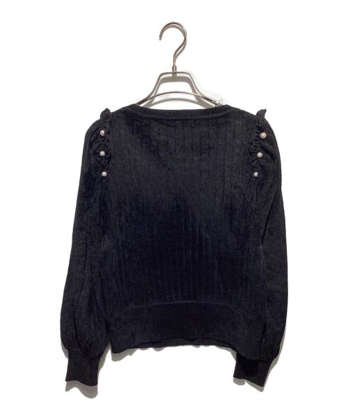 Rene（ルネ）Rene (ルネ) パール付パフスリーブニット ブラック サイズ:36の古着・服飾アイテム