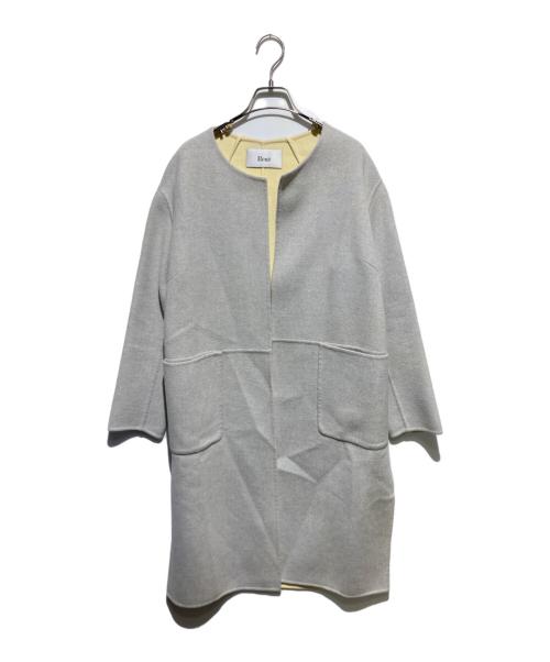 Rene（ルネ）Rene (ルネ) ダブルフェイスノーカラーコート グレー サイズ:36の古着・服飾アイテム