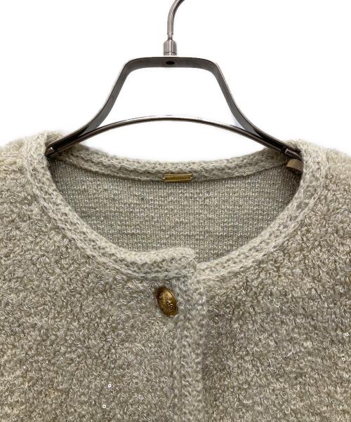 Mila Owen（ミラオーウェン）Mila Owen (ミラオーウェン) 金釦ノーカラーコンパクトラメニットジャケット ベージュ サイズ:1の古着・服飾アイテム