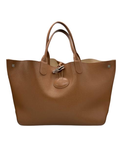 LONGCHAMP（ロンシャン）LONGCHAMP (ロンシャン) Le Roseau リバーシブルトートバッグ キャメルの古着・服飾アイテム