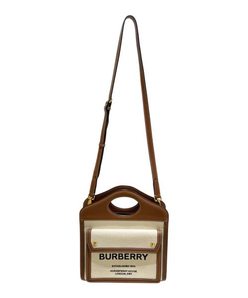BURBERRY（バーバリー）BURBERRY (バーバリー) ミニポケットバッグ アイボリー×ブラウン サイズ:-の古着・服飾アイテム