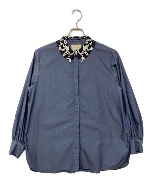 UNITED ARROWS TOKYO（ユナイテッドアローズトウキョウ）UNITED ARROWS TOKYO (ユナイテッドアローズトウキョウ) レディ レースカラー 2WAYブラウス ネイビー サイズ:記載なしの古着・服飾アイテム