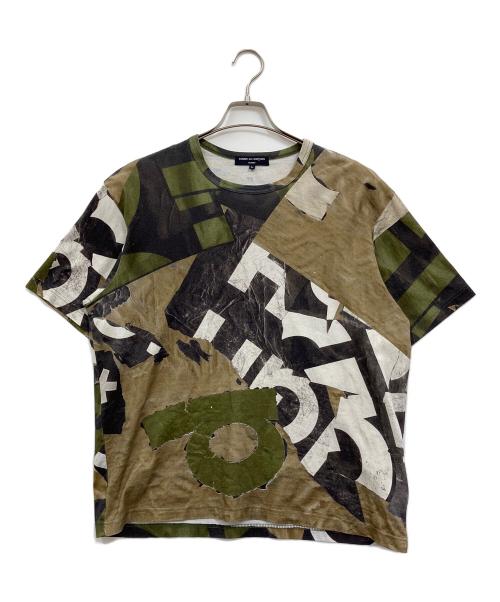 COMME des GARCONS HOMME（コムデギャルソン オム）COMME des GARCONS HOMME (コムデギャルソン オム) 綿天竺コラージュTEE ベージュ×オリーブ サイズ:Lの古着・服飾アイテム