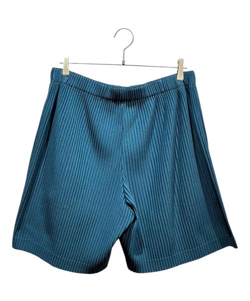 HOMME PLISSE ISSEY MIYAKE（オム プリッセ イッセイ ミヤケ）HOMME PLISSE ISSEY MIYAKE (オム プリッセ イッセイ ミヤケ) Pleats Wide Short Pants/HP21JF142 ブルー サイズ:2の古着・服飾アイテム