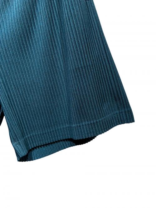 HOMME PLISSE ISSEY MIYAKE（オム プリッセ イッセイ ミヤケ）HOMME PLISSE ISSEY MIYAKE (オム プリッセ イッセイ ミヤケ) Pleats Wide Short Pants/HP21JF142 ブルー サイズ:2の古着・服飾アイテム