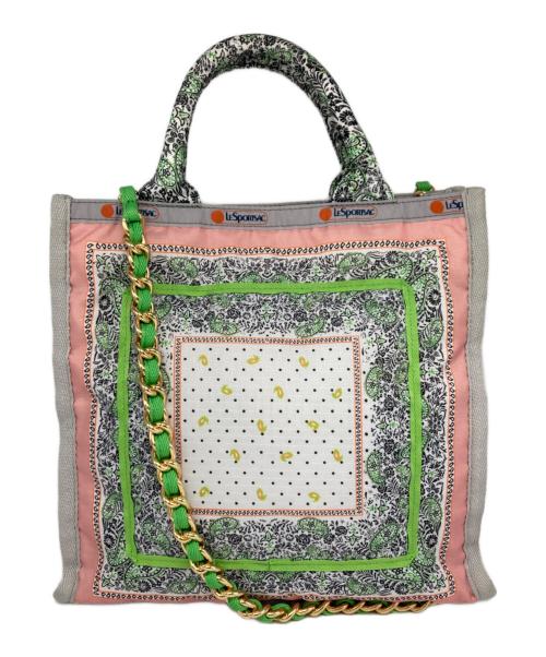 LeSportsac Atelier（レスポートサック アトリエ）LeSportsac Atelier (レスポートサック アトリエ) SM CHAIN TOTE ピンク×グリーンの古着・服飾アイテム