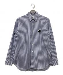 PLAY COMME des GARCONS（プレイコムデギャルソン）の古着「STRIPED L/S SHIRT BLACK HEART」｜ブルー