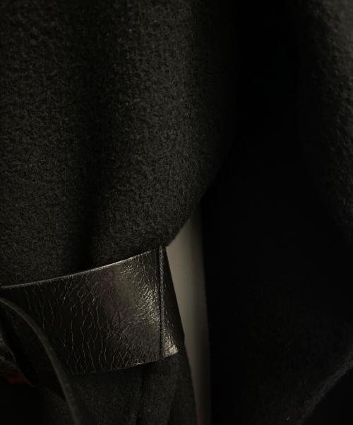 BOTTEGA VENETA（ボッテガベネタ）BOTTEGA VENETA (ボッテガベネタ) レザーベルテッド カシミヤコート ブラック サイズ:40の古着・服飾アイテム