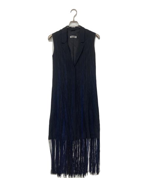 JIL SANDER（ジルサンダー）JIL SANDER (ジルサンダー) フリンジロングジレ ブラック サイズ:34の古着・服飾アイテム