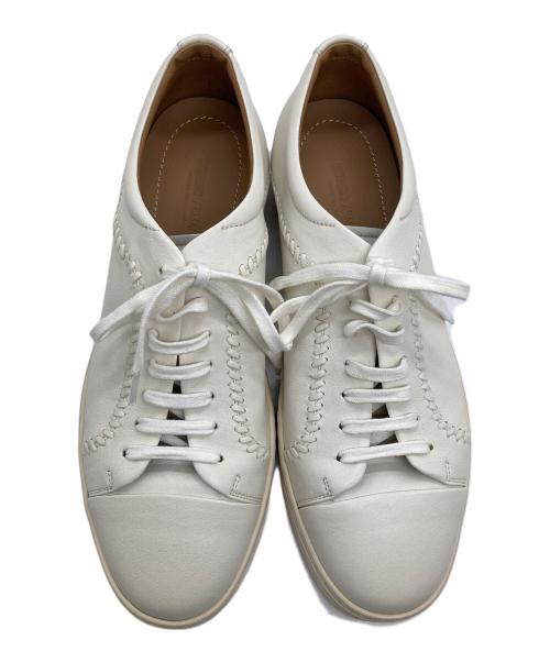 GIORGIO ARMANI（ジョルジョアルマーニ）GIORGIO ARMANI (ジョルジョアルマーニ) ナッパレザースニーカー アイボリー サイズ:8の古着・服飾アイテム