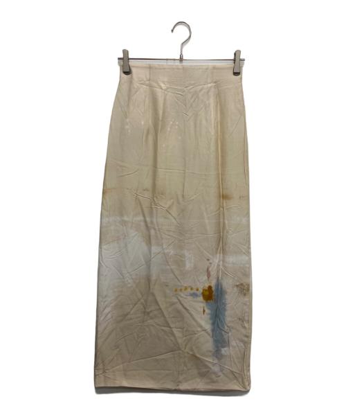 JSELF（ジゼルフ）JSELF (ジゼルフ) Print silk skirt-薫- ベージュ サイズ:2の古着・服飾アイテム