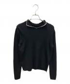 M-PREMIER COUTUREエムプルミエクチュール）の古着「M-PREMIER COUTURE(エムプルミエクチュール)パールハイネックプルオーバー」｜ブラック