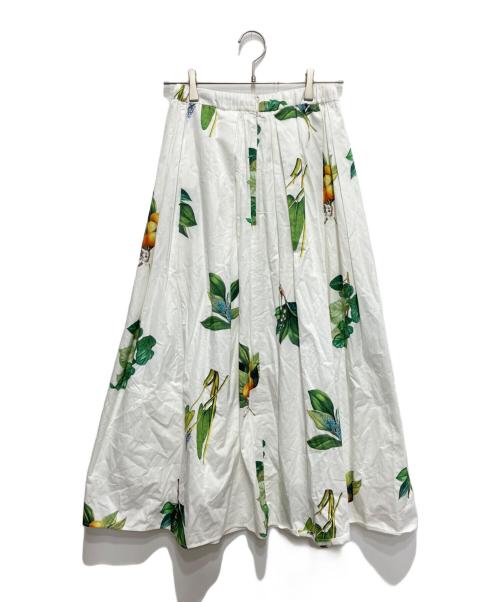 CADUNE（カデュネ）CADUNE (カデュネ) グリーンコットンスカート ホワイト サイズ:34の古着・服飾アイテム