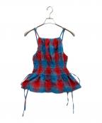 MAISON SPECIALメゾンスペシャル）の古着「Checked Shirring Bustier」｜ブルー