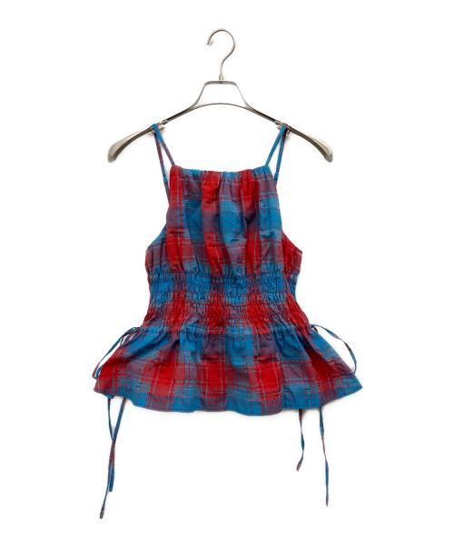 MAISON SPECIAL（メゾンスペシャル）MAISON SPECIAL (メゾンスペシャル) Checked Shirring Bustier ブルー サイズ:FREEの古着・服飾アイテム