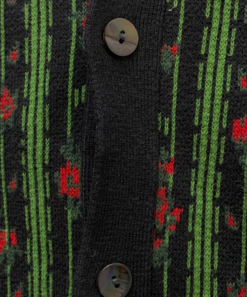 TTT MSW（ティー）TTT MSW (ティー) Flower Jacquard Knit Cardigan ブラック サイズ:Ｍの古着・服飾アイテム