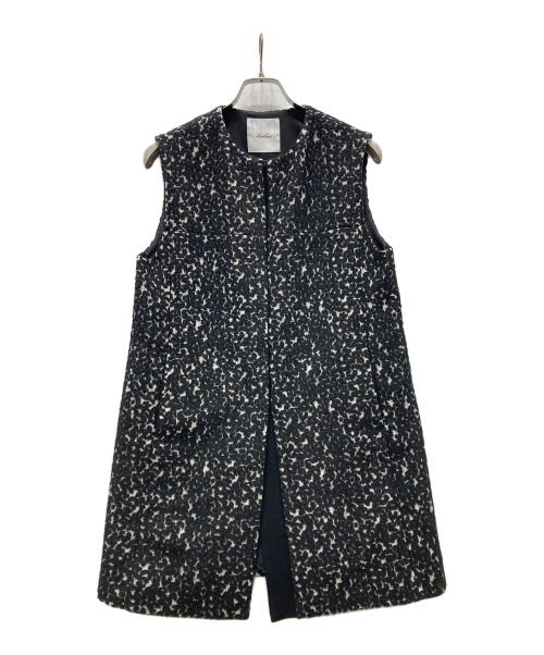 Leilian（レリアン）LEILIAN (レリアン) 総柄ロングジレ ブラック サイズ:7の古着・服飾アイテム