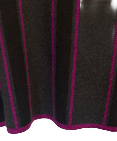 Yves Saint Laurent（イヴサンローラン）Yves Saint Laurent (イヴサンローラン) メリノウール襟付半袖ニット グレー×パープル サイズ:42の古着・服飾アイテム