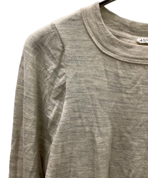 45R（フォーティファイブ・アール）45R (フォーティファイブ・アール) ウォッシャブルウールのフレアTシャツ ベージュの古着・服飾アイテム