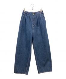 I'm in（アイムイン）の古着「バックベルトワイドジーンズ」｜ネイビー