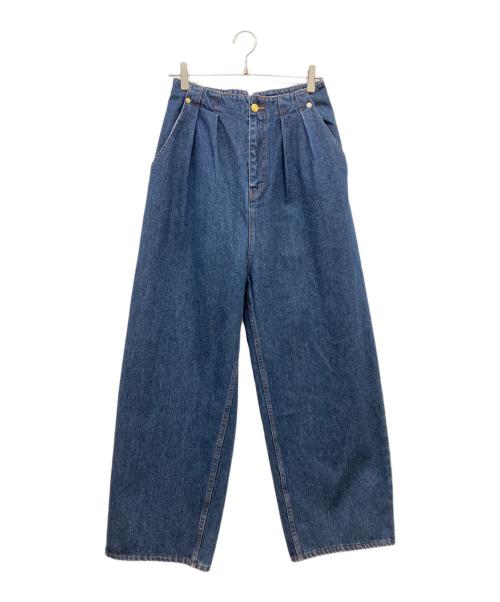 I'm in（アイムイン）I'm in (アイムイン) バックベルトワイドジーンズ ネイビー サイズ:Lの古着・服飾アイテム